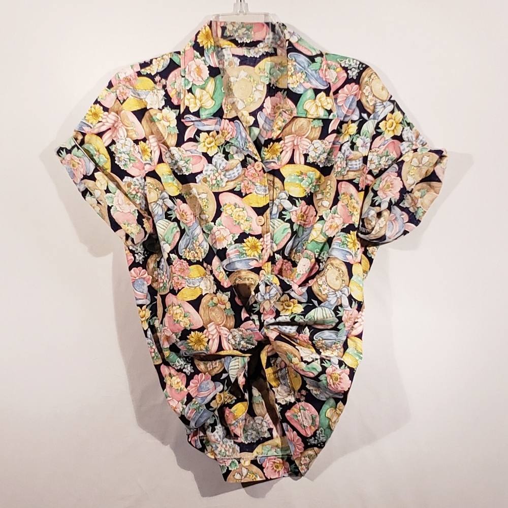 🌹button down hat graphic collar summer shirt